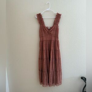 Max Studio Ruffled Brown Maxi Dress